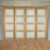 Four Sliding Maximal Wardrobe Doors & Frame Kit - Coventry Oak Door - Frosted Glass - Prefinished