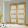 Two Sliding Maximal Wardrobe Doors & Frame Kit - Coventry Oak Door - Frosted Glass - Prefinished