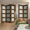 Five Folding Doors & Frame Kit - Coventry Walnut Shaker 3+2 - Frosted Glass - Prefinished