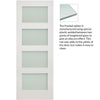 Coventry Shaker Staffetta Twin Telescopic Pocket Doors - Frosted Glass - White Primed