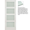 Five Folding Doors & Frame Kit - Coventry Shaker 3+2 - Frosted Glass - White Primed