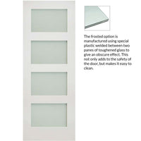 Five Folding Doors & Frame Kit - Coventry Shaker 3+2 - Frosted Glass - White Primed