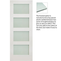 Coventry Shaker Single Evokit Pocket Door - Frosted Glass - White Primed