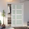 Two Sliding Maximal Wardrobe Doors & Frame Kit - Coventry White Primed Shaker Door - Frosted Glass