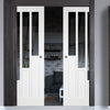 Coventry Style Double Evokit Pocket Door - Clear Glass - White Primed