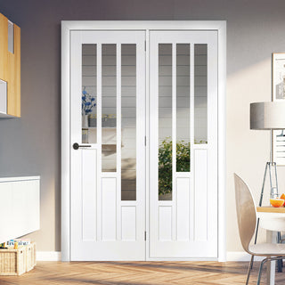 Image: ThruEasi Room Divider - Coventry Clear Glass White Primed Door with Single Side