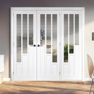 Image: ThruEasi Room Divider - Coventry Clear Glass White Primed Double Doors with Single Side