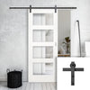 Single Sliding Door & Black Barn Track - Coventry White Primed Shaker Door - Clear Glass