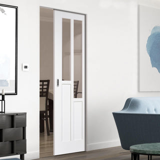Image: Coventry Style Absolute Evokit Single Pocket Doors - Clear Glass - White Primed