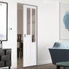 Coventry Style Absolute Evokit Single Pocket Doors - Clear Glass - White Primed