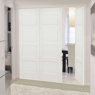 Image: Three Folding Doors & Frame Kit - Coventry Shaker 2+1 - White Primed