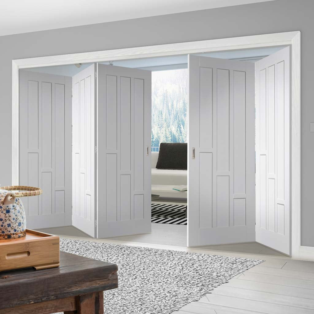 Five Folding Doors & Frame Kit - Coventry 3+2 Folding Panel Door - White Primed