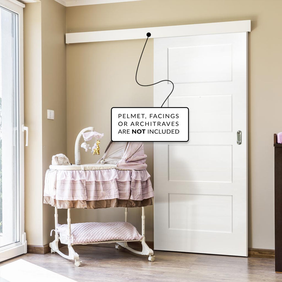 Single Sliding Door & Wall Track - Coventry White Primed Shaker Door