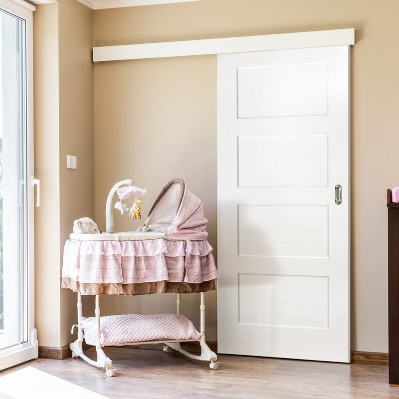 Single Sliding Door & Wall Track - Coventry White Primed Shaker Door