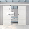 Double Sliding Door & Wall Track - Coventry White Primed Shaker Door