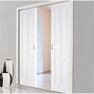 Image: Coventry Style Panel Double Evokit Pocket Door - White Primed