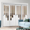 Four Sliding Doors and Frame Kit - Coventry Door - Clear Glass - White Primed