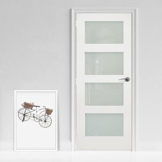 Image: Bespoke Coventry White Primed Shaker Internal Door - Frosted Glass