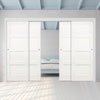 Pass-Easi Four Sliding Doors and Frame Kit - Coventry White Primed Shaker Door