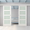 Double Sliding Door & Wall Track - Coventry White Primed Shaker Door - Frosted Glass