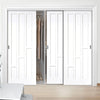 Three Sliding Wardrobe Doors & Frame Kit - Coventry Panel Door - White Primed