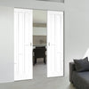 Coventry Style White Primed Panel Absolute Evokit Double Pocket Doors - White Primed