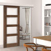 Single Sliding Door & Wall Track - Coventry Prefinished Walnut Shaker Style Door - Clear Glass