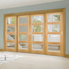 Pass-Easi Four Sliding Doors and Frame Kit - Coventry Oak Door - Clear Glass - Prefinished