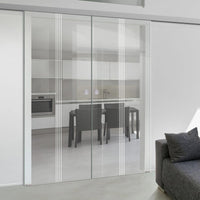 Double Glass Sliding Door - Crichton 8mm Clear Glass - Obscure Printed Design - Planeo 60 Pro Kit