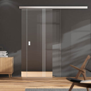 Image: Single Glass Sliding Door - Crichton 8mm Clear Glass - Obscure Printed Design - Planeo 60 Pro Kit