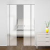 Crichton 8mm Obscure Glass - Clear Printed Design - Double Absolute Pocket Door