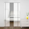 Crichton 8mm Obscure Glass - Clear Printed Design - Double Absolute Pocket Door