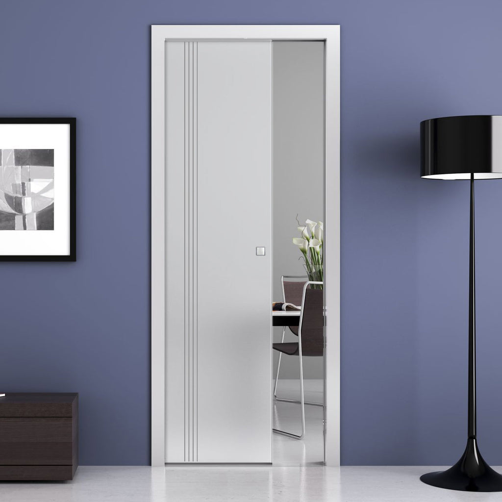 Crichton 8mm Obscure Glass - Obscure Printed Design - Single Evokit Glass Pocket Door
