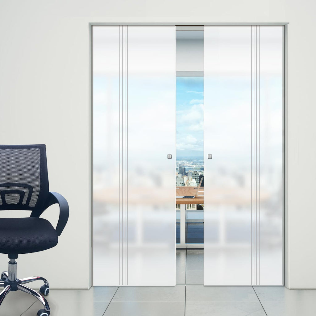 Crichton 8mm Obscure Glass - Obscure Printed Design - Double Absolute Pocket Door