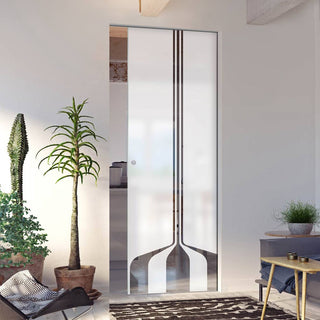 Image: Crombie 8mm Obscure Glass - Clear Printed Design - Single Absolute Pocket Door