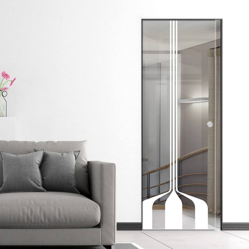 Crombie 8mm Clear Glass - Obscure Printed Design - Single Absolute Pocket Door