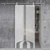Single Glass Sliding Door - Solaris Tubular Stainless Steel Sliding Track & Crombie 8mm Obscure Glass - Clear Printed Design