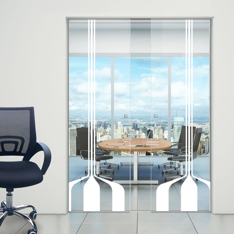 Crombie 8mm Clear Glass - Obscure Printed Design - Double Absolute Pocket Door