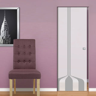 Image: Crombie 8mm Obscure Glass - Obscure Printed Design - Single Absolute Pocket Door