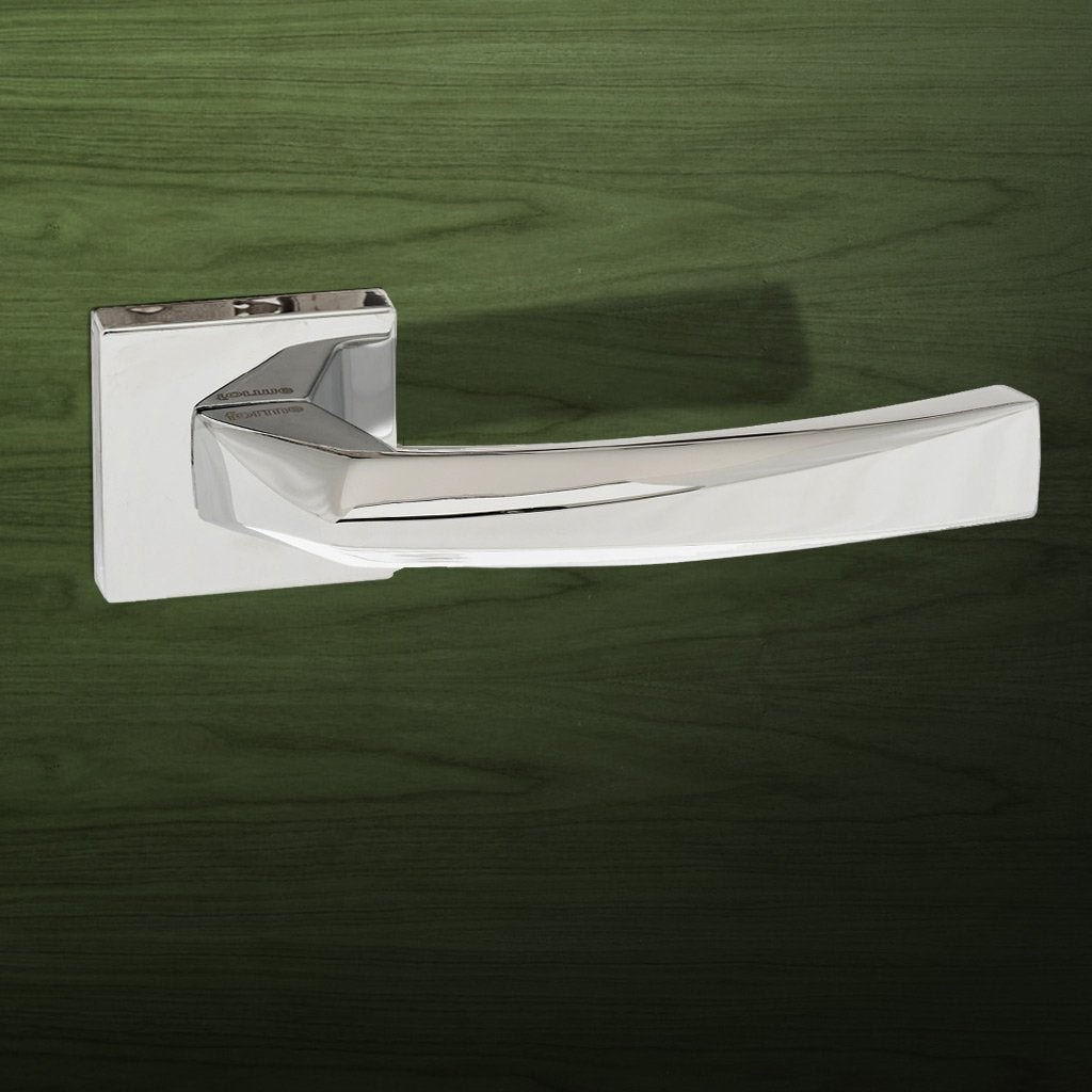 Crystal Forme Designer Lever on Minimal Square Rose - Polished Chrome