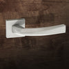 Crystal Forme Designer Lever on Minimal Square Rose - Satin Chrome