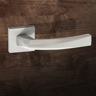 Image: Crystal Forme Designer Lever on Minimal Square Rose - Satin Chrome