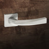 Crystal Forme Designer Lever on Minimal Square Rose - Satin Chrome