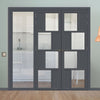 Bespoke Room Divider - Eco-Urban® Cusco Eco-Urban® Door Pair DD6416C - Clear Glass with Full Glass Side - Premium Primed - Colour & Size Options