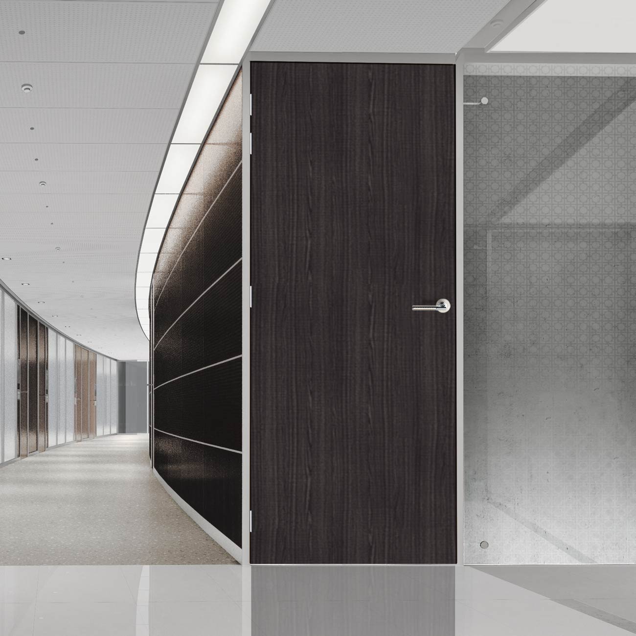 Bespoke Fire Door - Flush American Dark Grey Ash Veneer - 60 Minute Fire Rated - Prefinished