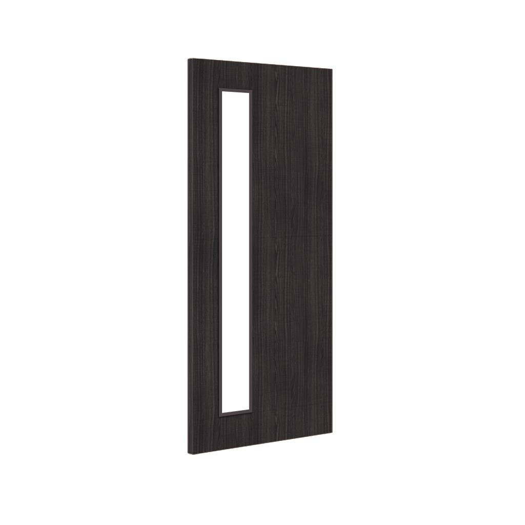 Bespoke Fire Door - Flush American Dark Grey Ash Veneer - 30 Minute Fire Rated - Clear Glass - 06 - Prefinished