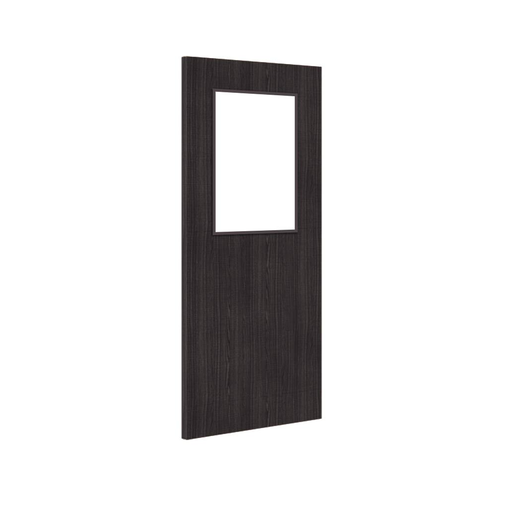 Bespoke Fire Door - Flush American Dark Grey Ash Veneer - 30 Minute Fire Rated - Clear Glass - 01 - Prefinished