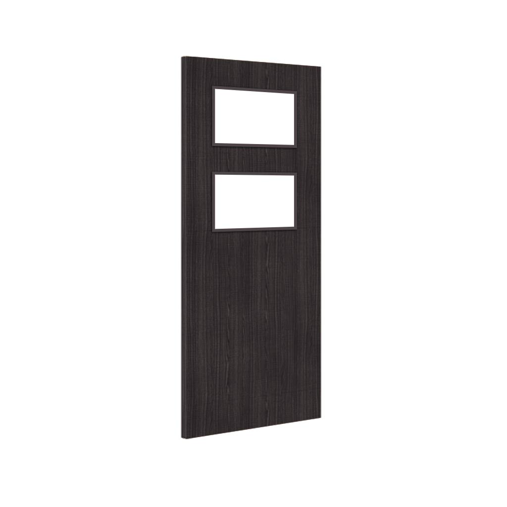 Bespoke Fire Door - Flush American Dark Grey Ash Veneer - 30 Minute Fire Rated - Clear Glass - 02 - Prefinished