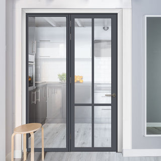 Image: Bespoke Room Divider - Eco-Urban® Bronx Door DD6315F - Frosted Glass with Full Glass Side - Premium Primed - Colour & Size Options