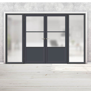 Image: Room Divider - Handmade Eco-Urban® Berkley with Two Sides DD6309F - Frosted Glass - Premium Primed - Colour & Size Options